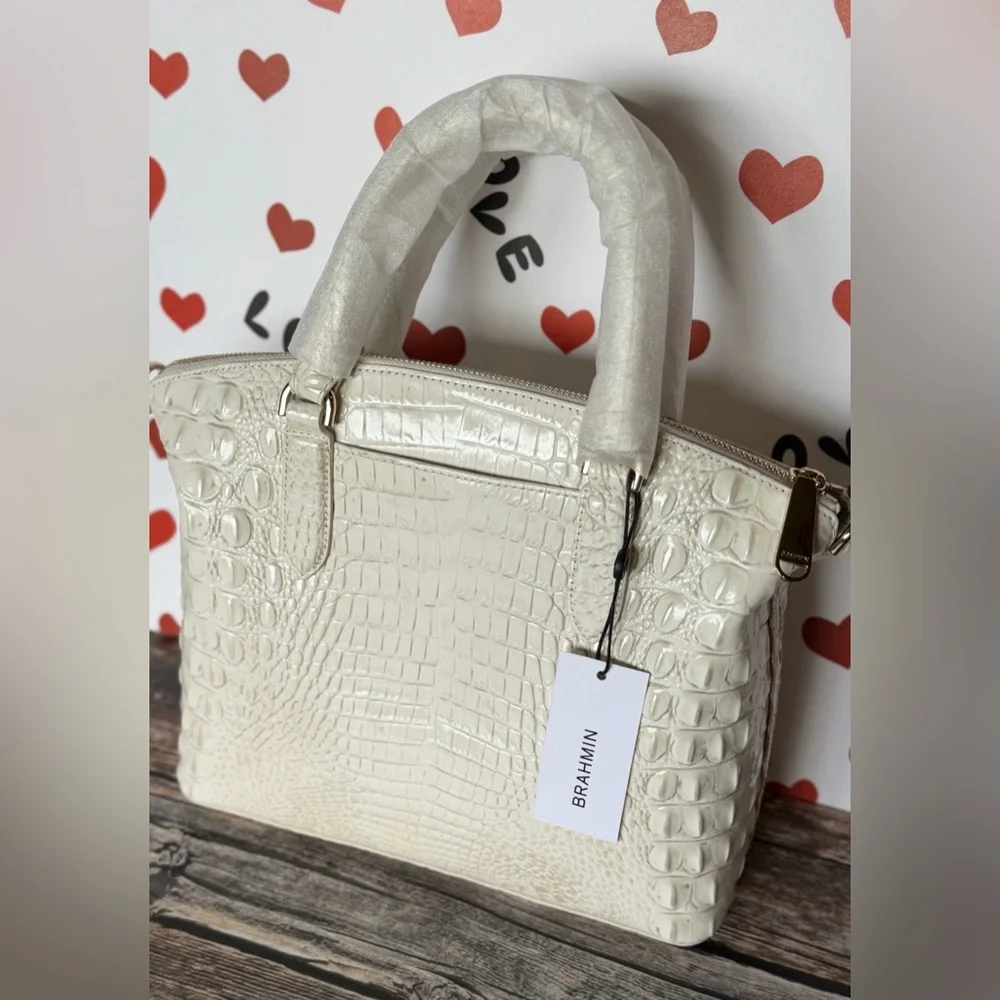 FIRM Brahmin COCONUT MILK Medium Duxbury White HTF Creamy Off White NWT